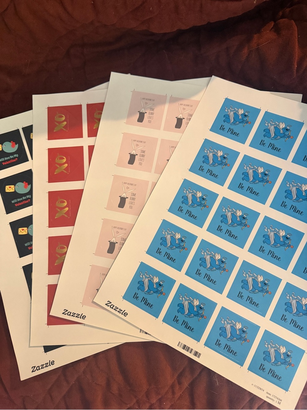 Blue "Be Mine" Decorative Sticker Sheet - Pack of Assorted Designs